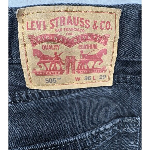Levi’s 505 Men’s Jeans Straight Leg Regular Fit Black Denim 36x29 Measures 36x28 - Picture 3 of 8